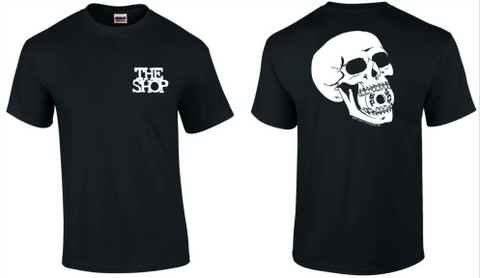 "The Shop" Black Tee Shirt - Wheel Biter Skull